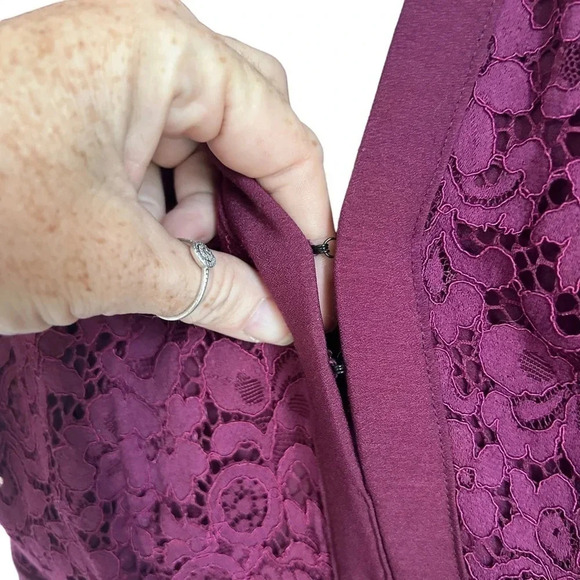 Free People Lovely in Lace Cutout Berry Mini Dress size Small Knee Length - Picture 6 of 12